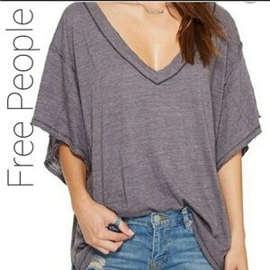 NEW Free People We the Free Boyfriend Tee charcoal coal grey oversized small